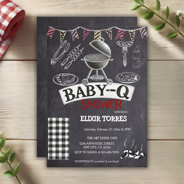 Invitación Chalkboard Baby-Q Grill Baby Shower (Subido por el creador)