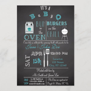 Invitación Chalkboard BabyQ azul