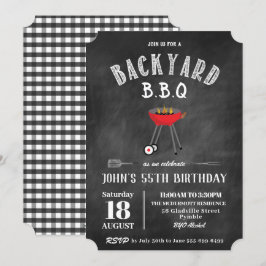 Invitación Chalkboard Backyard Barbecue BBQ Birthday Party