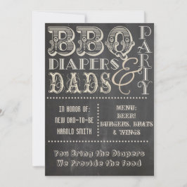 Invitación Chalkboard BBQ Diapers and Dads Baby Shower