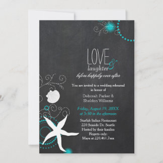 Invitación Chalkboard Beach Ensayo de boda Cena