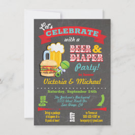Invitación Chalkboard Beer and Diaper Baby Shower