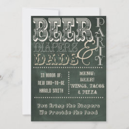 Invitación Chalkboard Beer Diapers and Dads Baby Shower