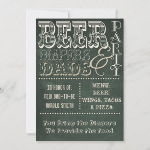 Invitación Chalkboard Beer Diapers and Dads Baby Shower