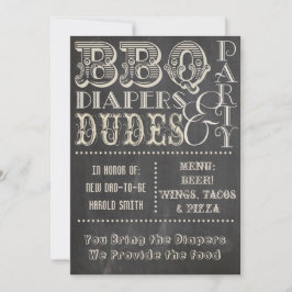 Invitación Chalkboard Beer Diapers y DUDES Baby Shower 2