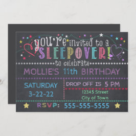 Invitación Chalkboard Birthday Sleepover