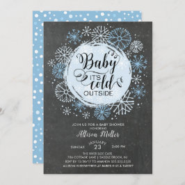 Invitación Chalkboard Blue Baby It's Cold Outside Invitation