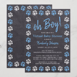 Invitación Chalkboard Blue Boy Paw Imprimir Baby Shower virtu