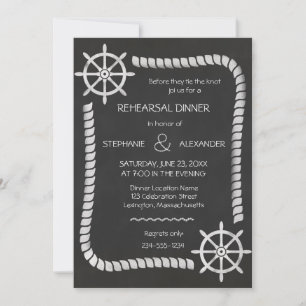 Invitación Chalkboard Boda Nautical Ensayo Cena
