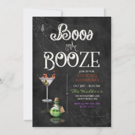Invitación Chalkboard Boos & Booze Fiesta de cócteles Hallowe