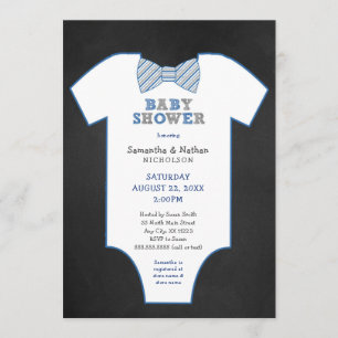 Invitación Chalkboard Bow Tie Undershirt boy Baby Sprinkle