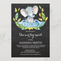 Chalkboard Boy Elephant Baby Shower por correo