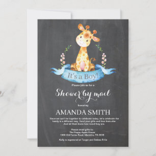Invitación Chalkboard Boy Giraffe Baby Shower por correo