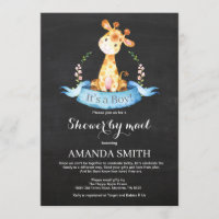 Chalkboard Boy Giraffe Baby Shower por correo