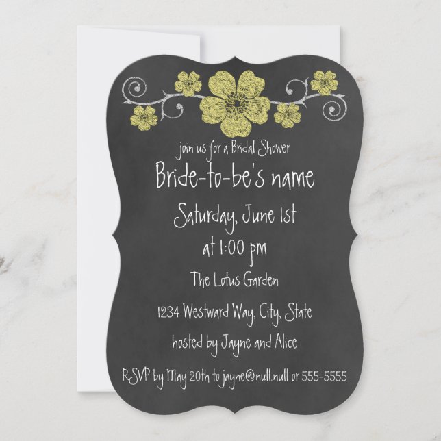 Invitación Chalkboard Bridal Shower (Anverso)