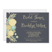 Chalkboard Bridal Shower invita a flores amarillas