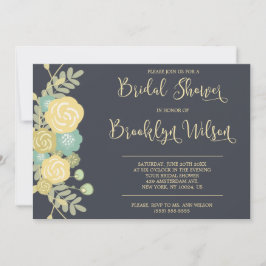 Invitación Chalkboard Bridal Shower invita a flores amarillas