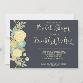 Invitación Chalkboard Bridal Shower invita a flores amarillas