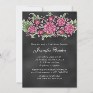 Invitación Chalkboard Bridal Shower Rustic Flowers