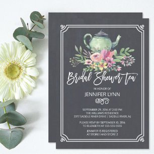 Invitación Chalkboard Bridal Shower Tea Wedding Invite a duch