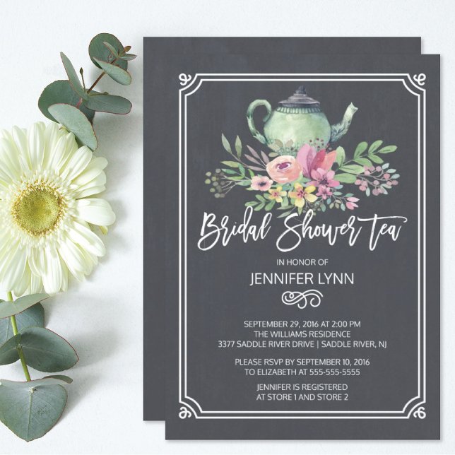 Invitación Chalkboard Bridal Shower Tea Wedding Invite a duch (Subido por el creador)