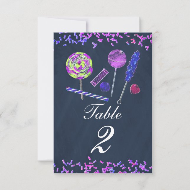 Invitación Chalkboard Candy Land Sweets Chalk Table Number (Anverso)