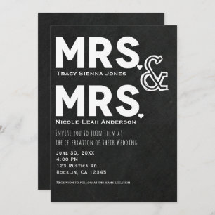 Invitación Chalkboard Chalk Sra. y la Sra. Boda Engagement