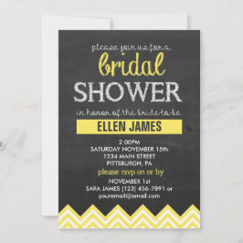 Invitación Chalkboard Chevron Bridal Shower amarillo