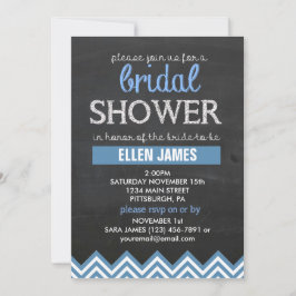 Invitación Chalkboard Chevron Bridal Shower Blue