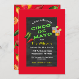 Invitación Chalkboard Cinco de Mayo