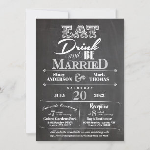 Invitación Chalkboard Come una bebida y sé Boda casado
