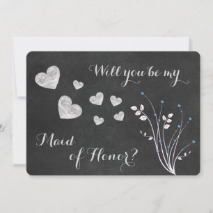 Invitación Chalkboard con doncella de honor con flores