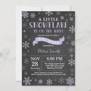 Invitación Chalkboard Copo de Nieve Morado Baby Shower de Inv