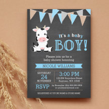 Chalkboard Cow Boy Baby Shower