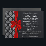 Invitación Chalkboard damask arco rojo fiesta de vacaciones I<br><div class="desc">Chalkboard damask arco rojo,  festividad,  cena de feriado, fiesta de Navidades Invitación</div>