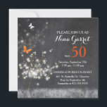 Invitación Chalkboard Dandelion 50th Birthday Party<br><div class="desc">Delicados, brillantes dientes de leones en el campo mariposas rojas y blancas textura falsa de pizarra en el fondo diseñado para invitaciones de cumpleaños personalizados. Personaliza las elegantes tarjetas de cumpleaños florales con tu propia redacción para una fiesta de cumpleaños muy especial! También puede cambiar los tamaños, tipos de letra...</div>
