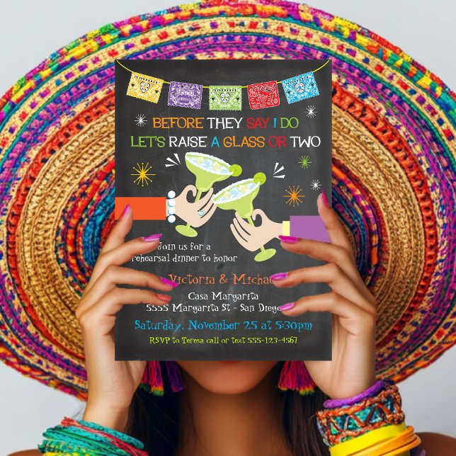 Invitación Chalkboard de cena de ensayo de la Fiesta mexicana (Subido por el creador)