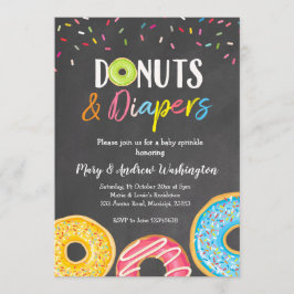 Invitación Chalkboard de donut y paños - Espolvorea bebé