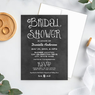 Invitación Chalkboard de guión ruso ducha de novia negro
