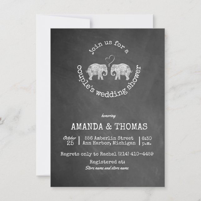 Invitación Chalkboard de Tonos de Amor Ducha de matrimonio de (Anverso)