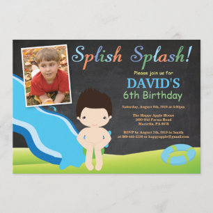 Invitación Chalkboard Diapositiva de la piscina de agua
