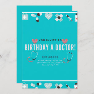 Invitación Chalkboard Doc Está En Médica Cumpleaños