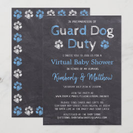 Invitación Chalkboard Dog Blue Boy Virtual Baby Shower