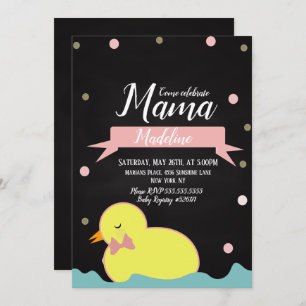 Invitación Chalkboard Duck Aquatic Faux Gold Baby Shower