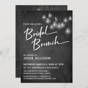 Invitación Chalkboard Edison enciende Brunch Nodal Moderno
