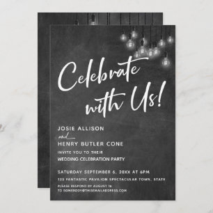 Invitación Chalkboard Edison enciende celebración moderna con