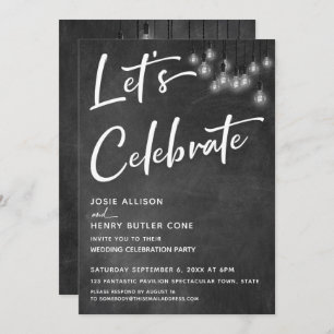 Invitación Chalkboard Edison enciende modernidad Celebremos