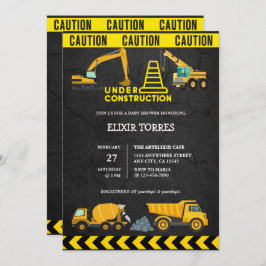 Invitación Chalkboard en construcción Baby Shower