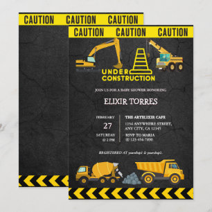 Invitación Chalkboard en construcción Baby Shower