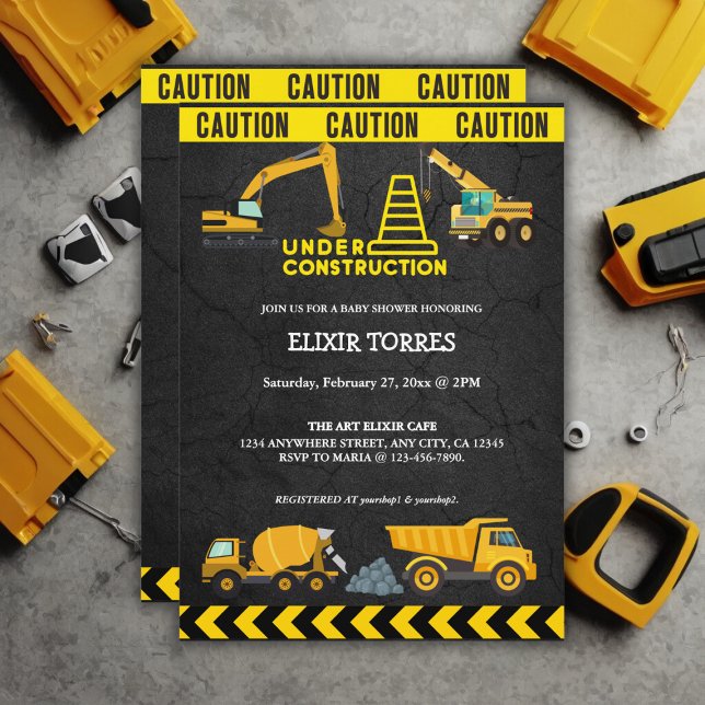 Invitación Chalkboard en construcción Baby Shower (Subido por el creador)